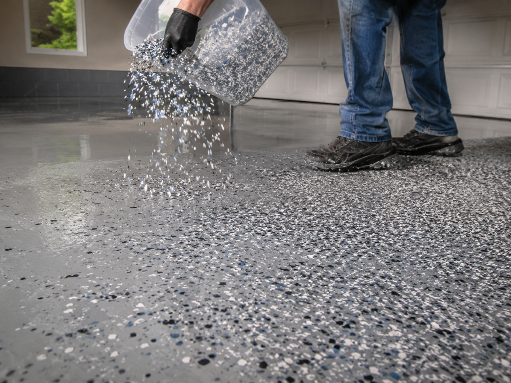 Garage Floor Epoxy Flake Application Tampa