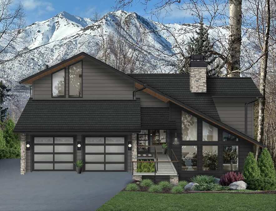 Home exterior with Sherwin-Williams Tricorn Black fascia