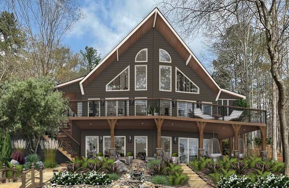 Home with cream fascia, wood soffit, and dark siding